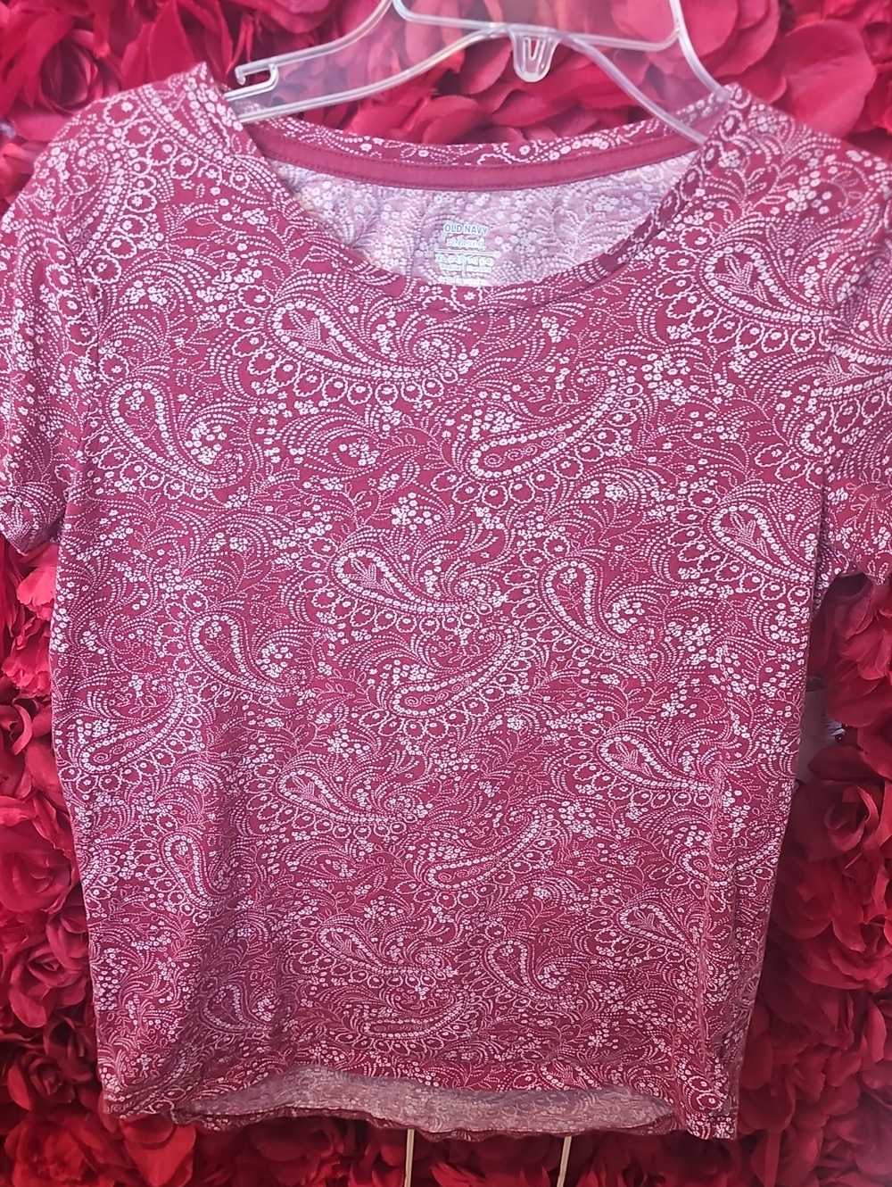 Old Navy Girls Rose Pink Paisley Short-Sleeve Tee Size 14